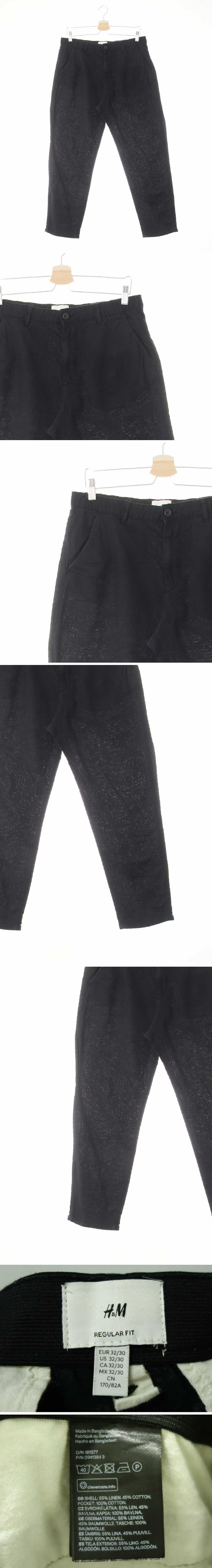 h&m 스몰카브라팬츠 h&m 블랙 린넨혼방 스몰카브라팬츠