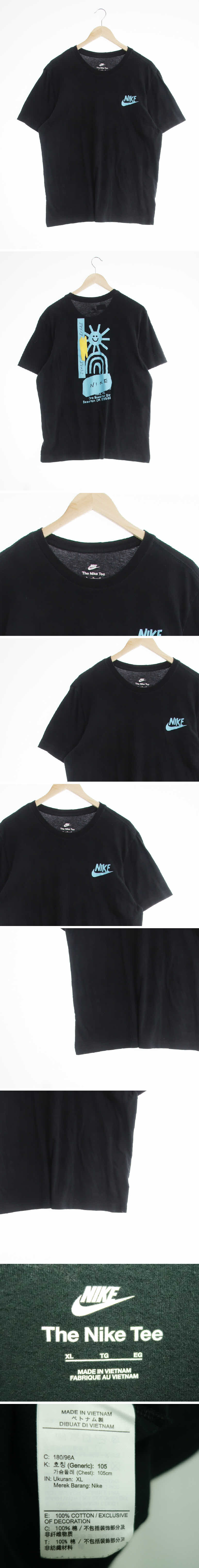 나이키 로고배색라운드넥반팔티 나이키 블랙 면 로고배색라운드넥반팔티
