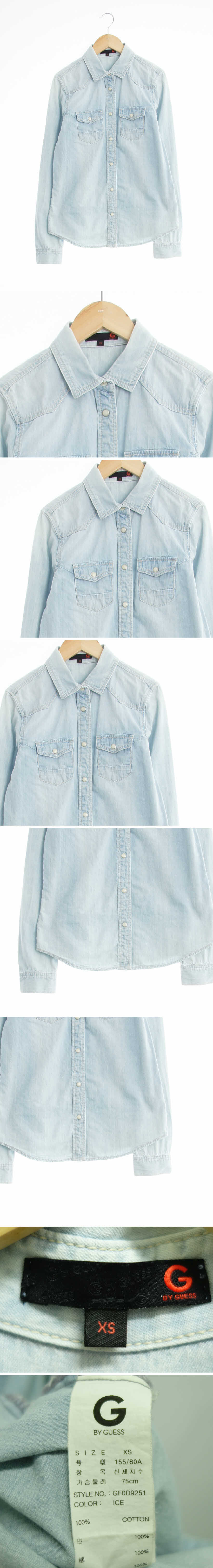 Guess 긴팔플랩포켓셔츠 Guess 아이스인디고 데님 긴팔플랩포켓셔츠