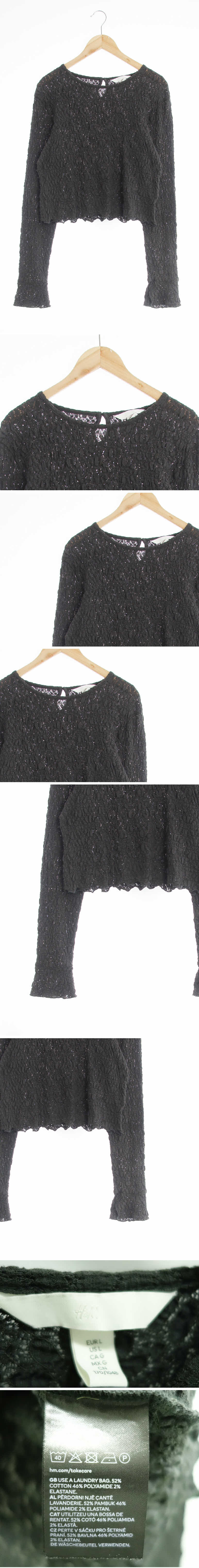 h&m 자카드웨이브블라우스 h&m 차콜 면혼방 자카드웨이브블라우스