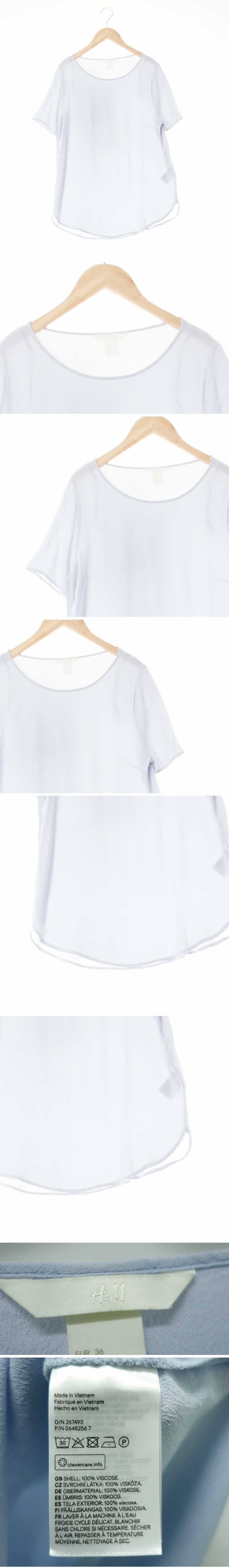 h&m 파스텔블루 비스코스 라운드넥미니멀반팔티