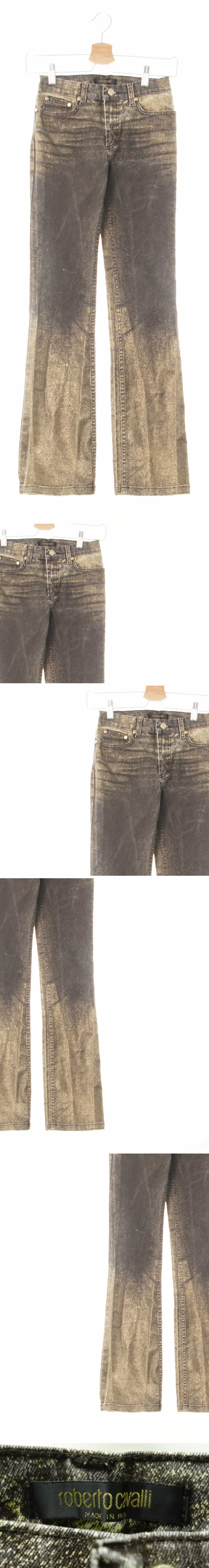 robertocavalli 슬림플레어코팅진 robertocavalli 브라운카키 데님 슬림플레어코팅진