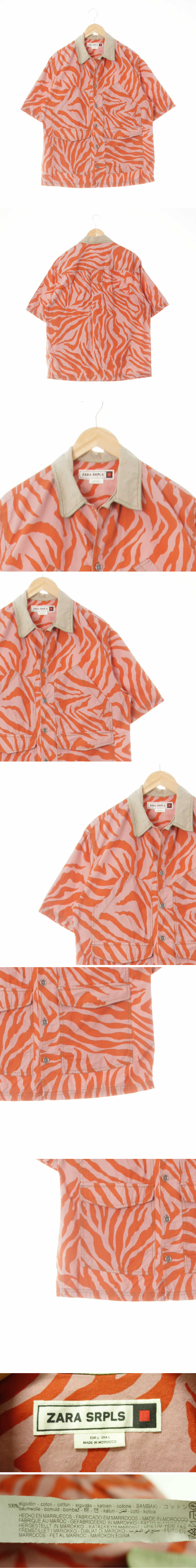 zara srpls 스티치포켓슬릿넥반팔셔츠 zara srpls 브릭인디핑크 지브라 면 스티치포켓슬릿넥반팔셔츠