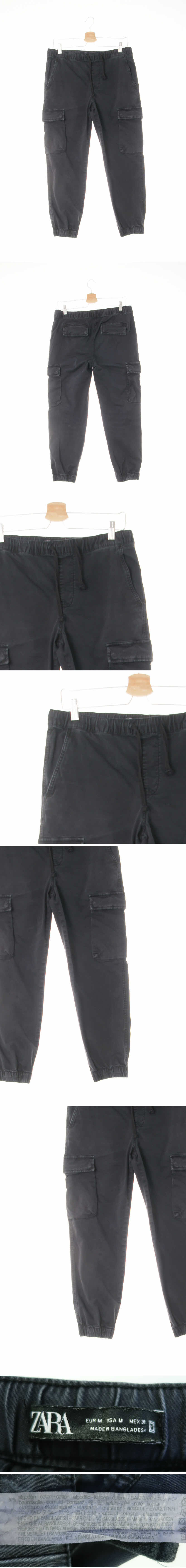 자라 워싱카고조거팬츠 자라 블랙 데님 워싱카고조거팬츠