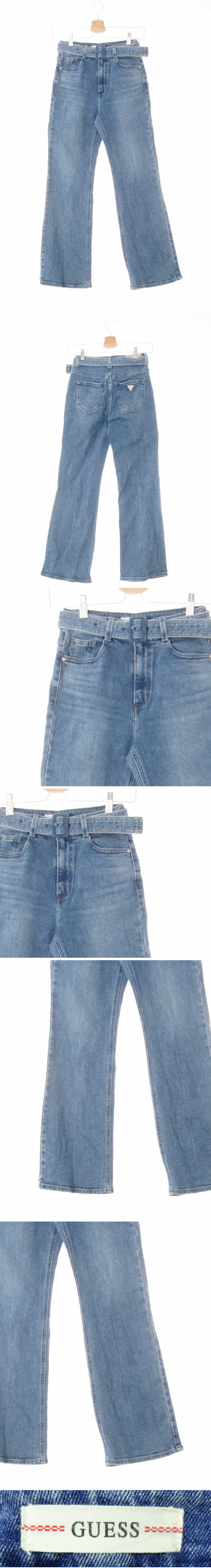 Guess 벨티드부츠컷진 Guess 진청 데님 벨티드부츠컷진