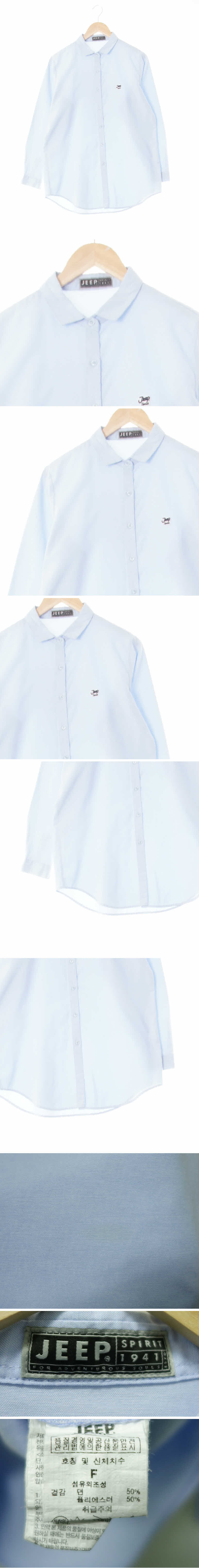 지프 스몰로고패치셔츠 지프 쿨블루 면혼방 스몰로고패치셔츠
