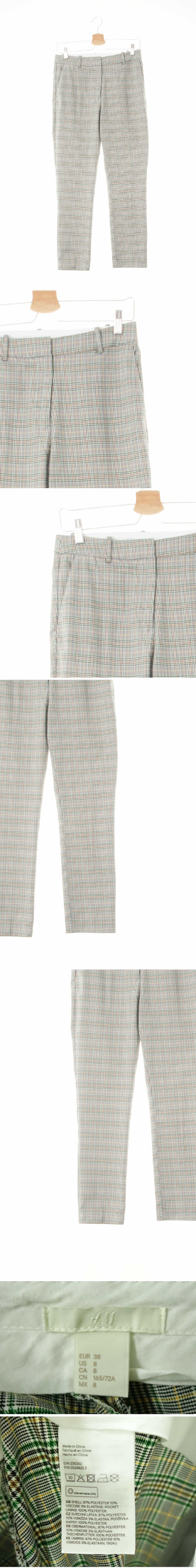 h&m 그레이그린 체크 슬랙스팬츠