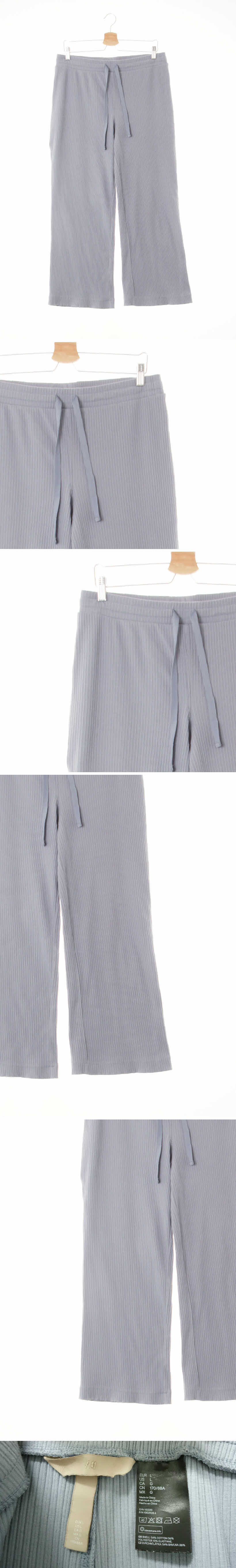 h&m 골지와이드팬츠 h&m 블루쉬그레이 면혼방 골지와이드팬츠
