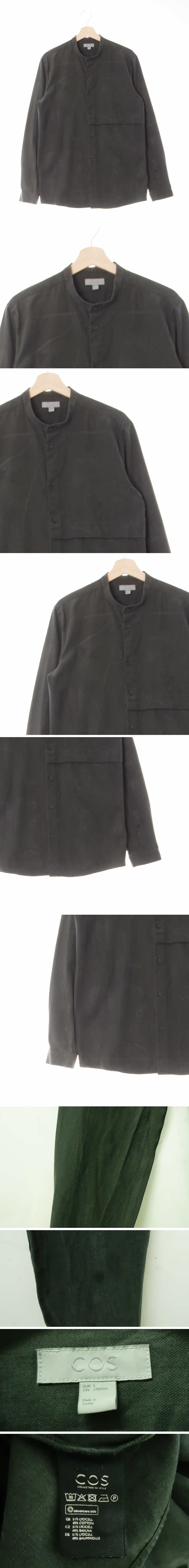 코스 워싱차이나카라절개셔츠 코스 차콜 면혼방 워싱차이나카라절개셔츠
