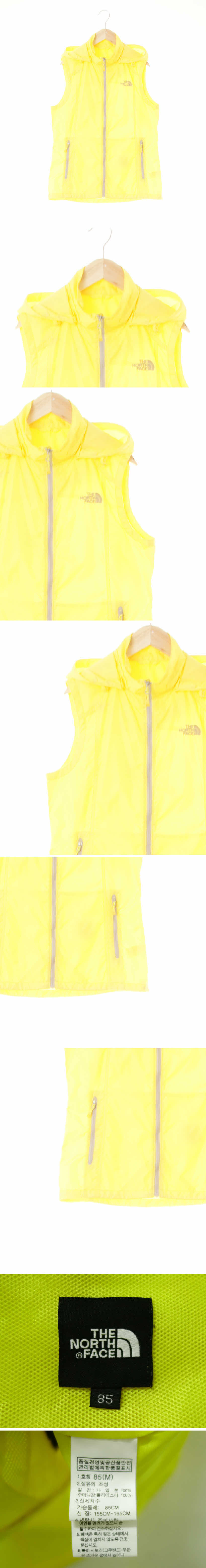 노스페이스 옐로우 후드바람막이베스트