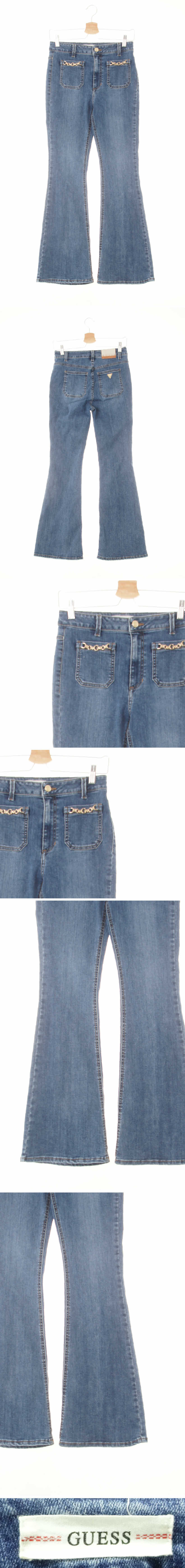 Guess 이니셜로고장식부츠컷진 Guess 진청 데님 이니셜로고장식부츠컷진