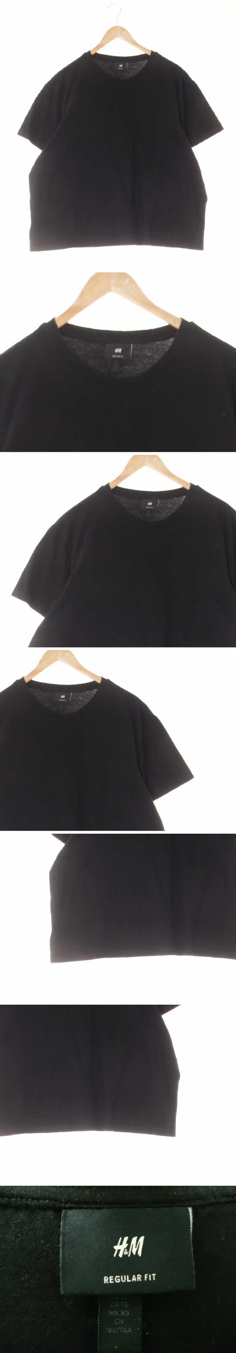 h&m 블랙 면 라운드넥반팔티