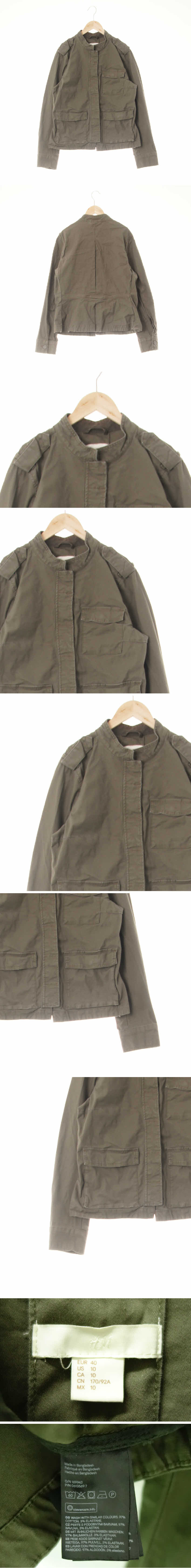 h&m 백핀턱야상숏재킷 h&m 카키 면혼방 백핀턱야상숏재킷