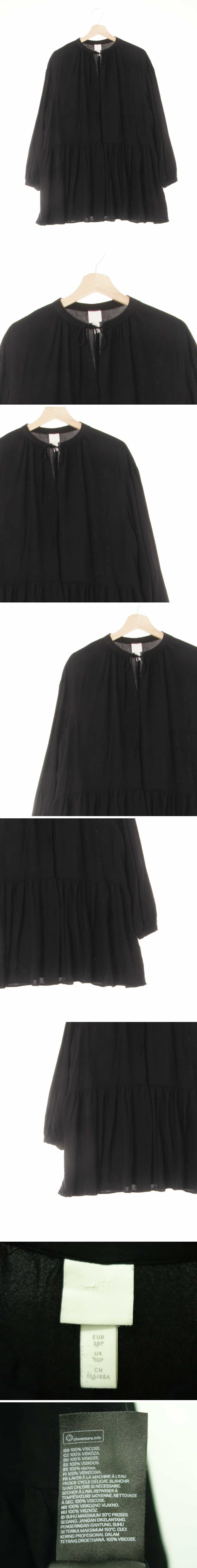 h&m 슬릿티어드롱블라우스 h&m 블랙 슬릿티어드롱블라우스