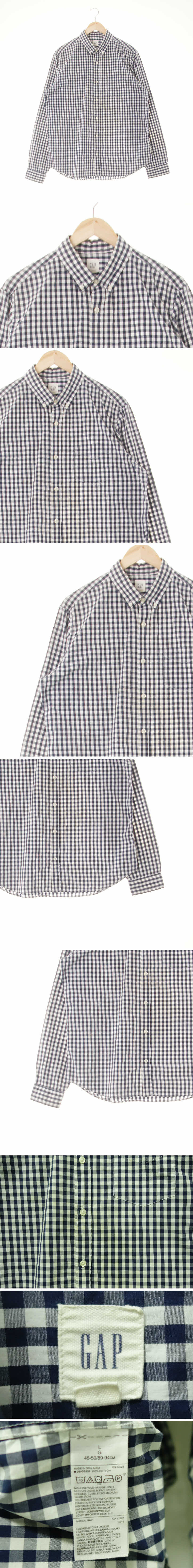 gap 포켓긴소매셔츠 gap 네이비 체크 면 포켓긴소매셔츠
