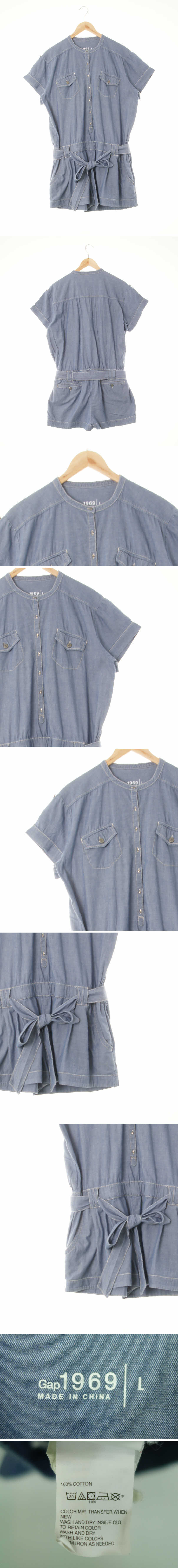 gap 스티치포켓숏점프수트 gap 라이트블루 면 스티치포켓숏점프수트