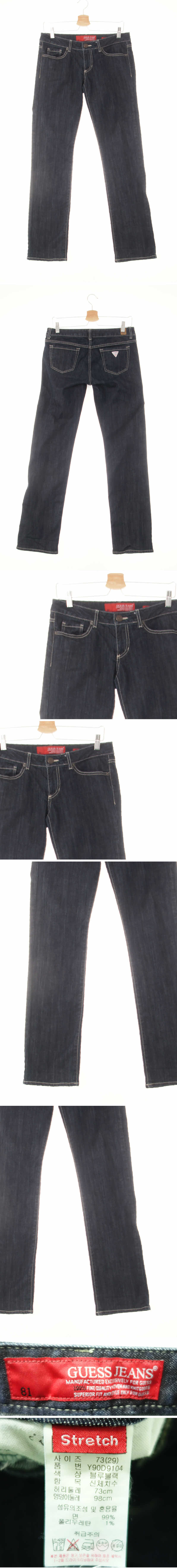 Guess 로우슬림스트레이트워시드진 Guess 블루블랙 데님 로우슬림스트레이트워시드진