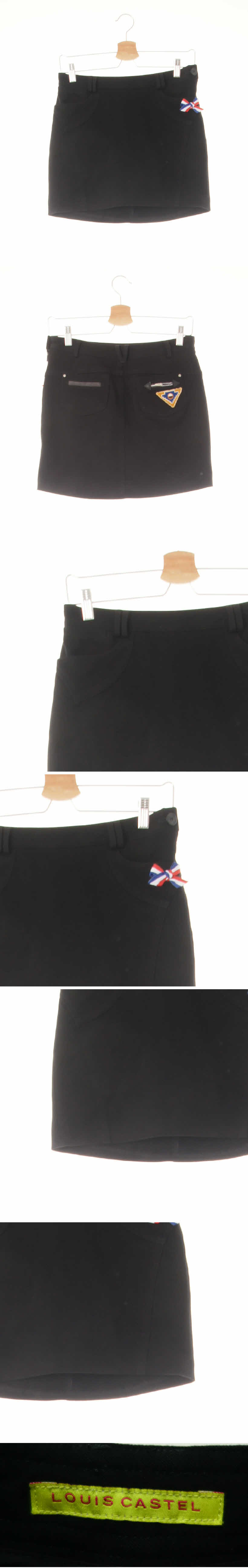 루이까스텔 배색리본포인트골프스커트 루이까스텔 블랙 배색리본포인트골프스커트