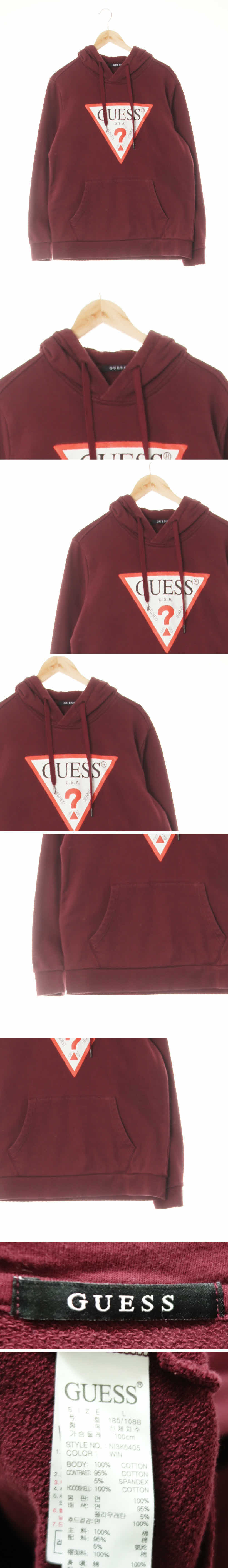 Guess 트라이앵글빅로고후드티 Guess 타우니포트레드 프린팅 데님 트라이앵글빅로고후드티