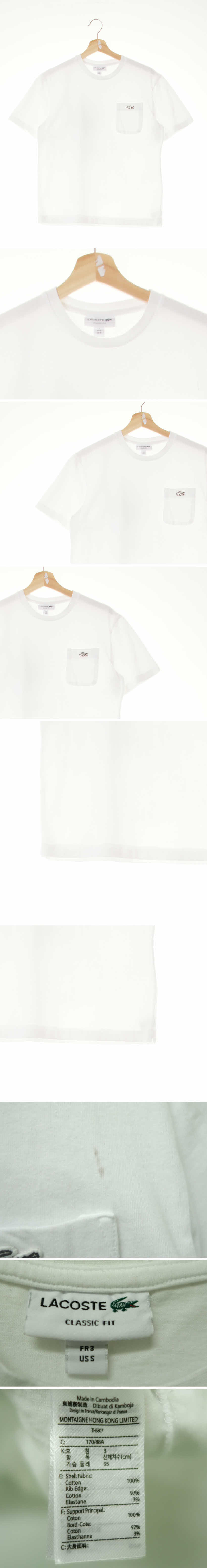 라코스테 포켓미니패치로고반팔티 라코스테 화이트 면 포켓미니패치로고반팔티
