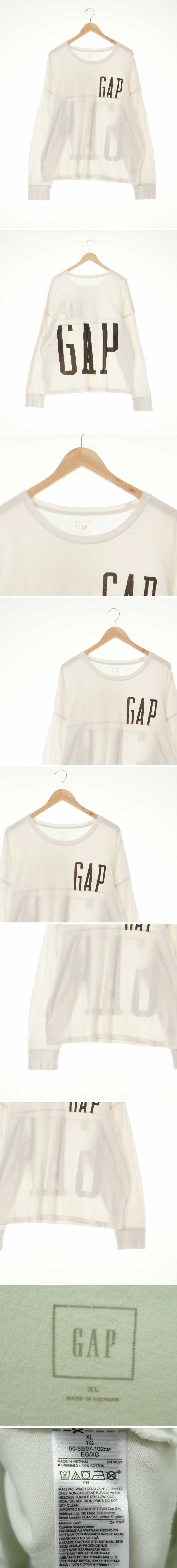 gap 절개라인빅로고긴팔티 gap 아이보리 면 절개라인빅로고긴팔티