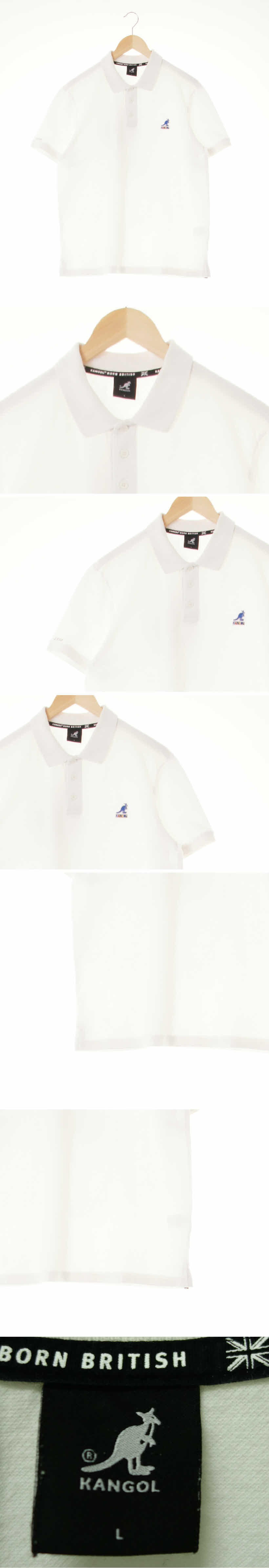 캉골 멀티로고자수반팔카라티 캉골 화이트 면혼방 멀티로고자수반팔카라티