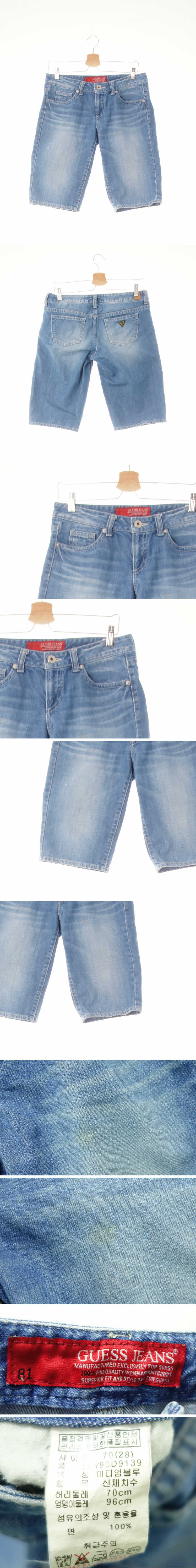 Guess 워싱5부슬림진 Guess 미디엄인디고 데님 워싱5부슬림진