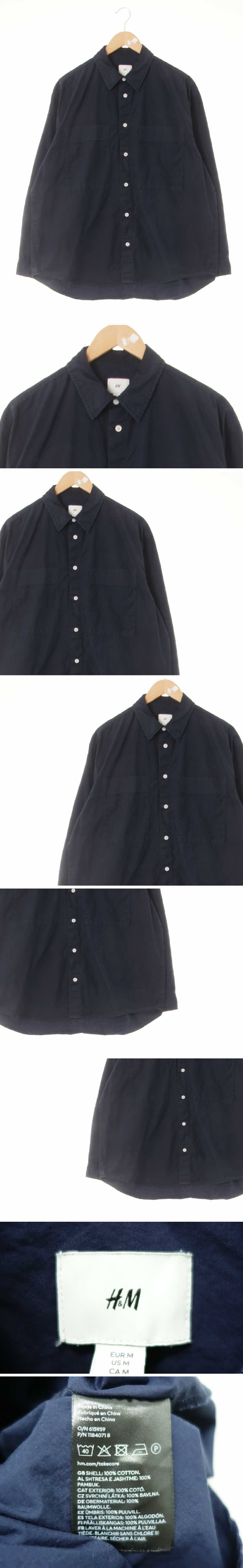 h&m 포켓루즈핏긴팔셔츠 h&m 네이비 면 포켓루즈핏긴팔셔츠