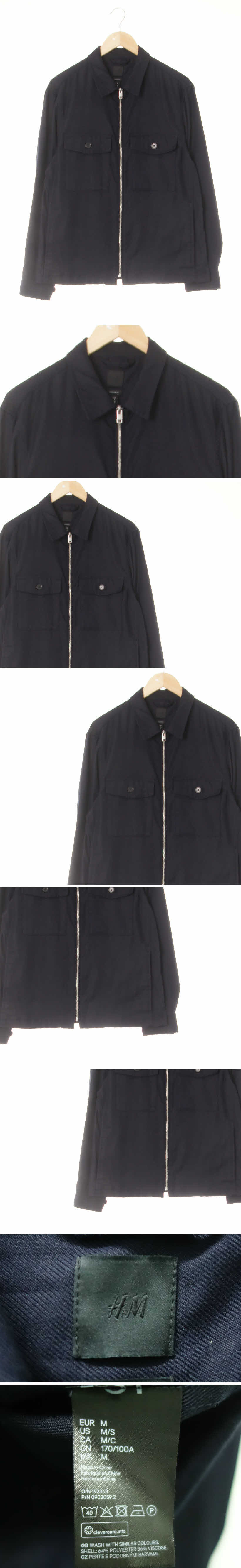 h&m 포켓긴팔집업점퍼 h&m 네이비 비스코스혼방 포켓긴팔집업점퍼