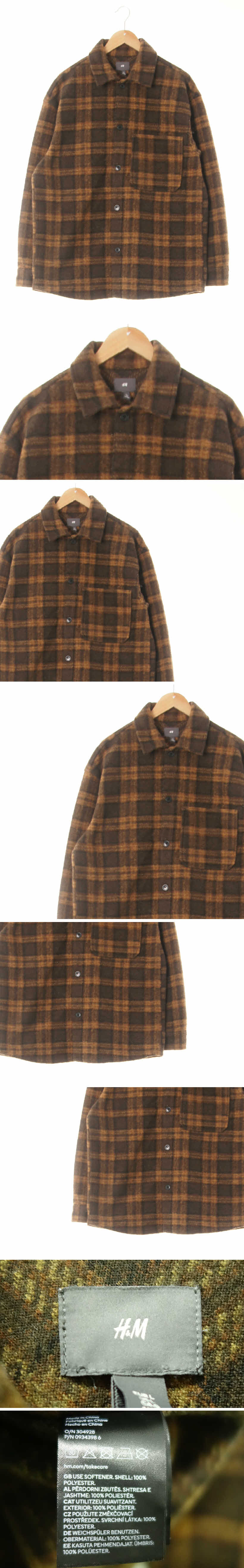 h&m 포켓모직자켓 h&m 라이트에스프레소브라운 체크 울혼방 포켓모직자켓