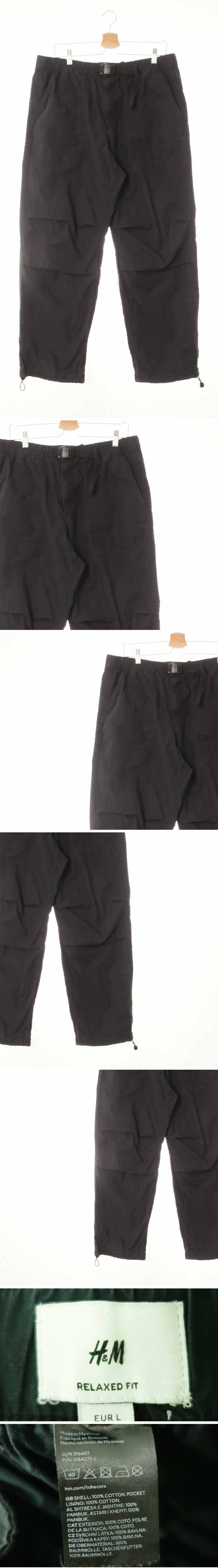 h&m 절개조거와이드팬츠 h&m 블랙 면혼방 절개조거와이드팬츠