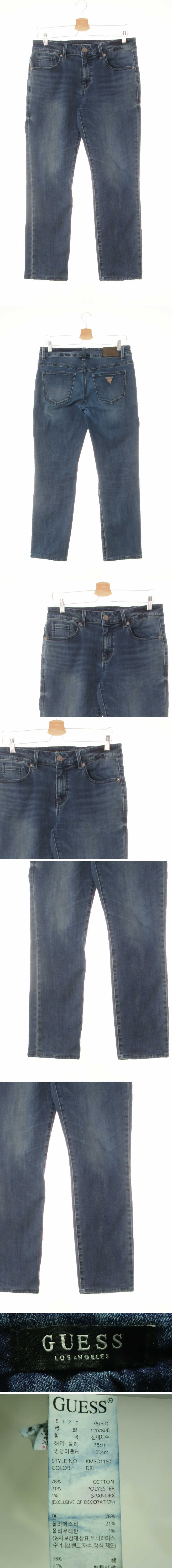 Guess 미드라이즈워시드진 Guess 진청 데님 미드라이즈워시드진