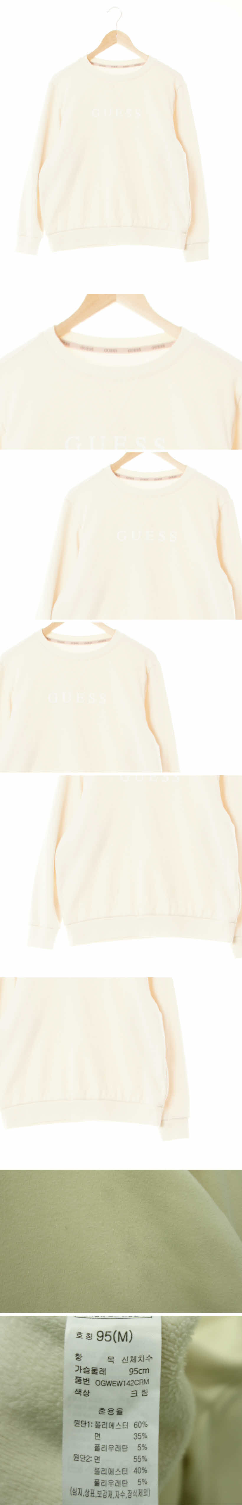 Guess 센터로고스웨트셔츠 Guess 코코넛밀크크림 면혼방 센터로고스웨트셔츠