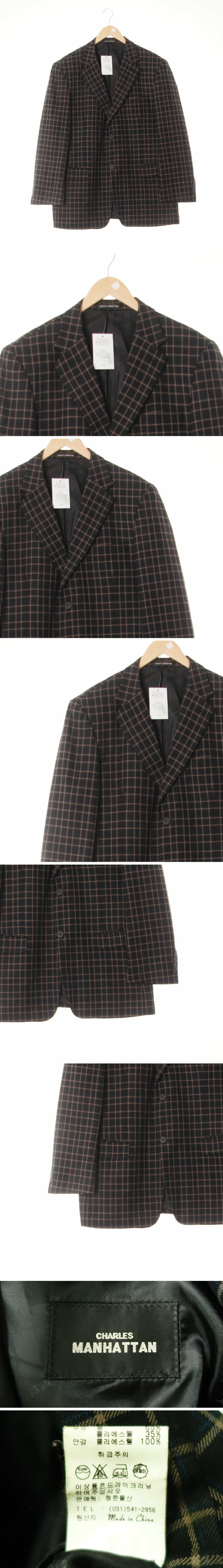 Charles manhattan 패디드투버튼블레이저 Charles manhattan 다크그레이 체크 울혼방 패디드투버튼블레이저