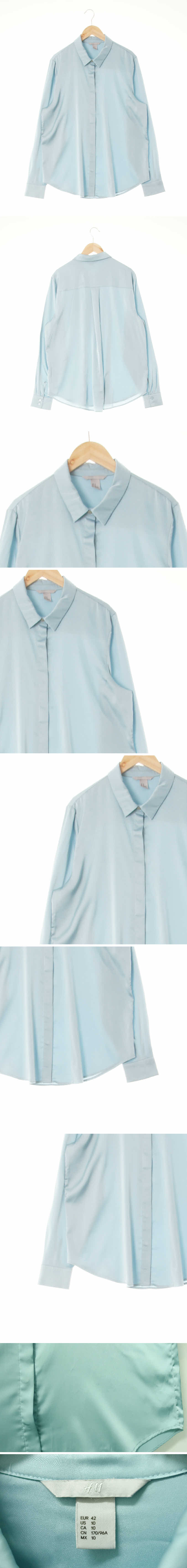 h&m 실켓롱블라우스 h&m 크리스탈블루 실켓롱블라우스