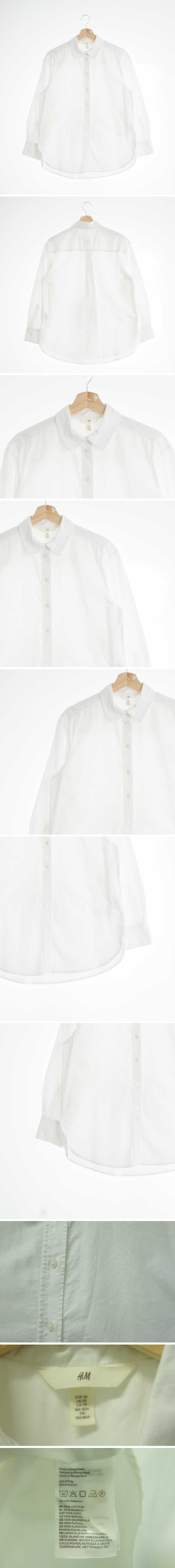 h&m 박스플리츠옥스퍼드셔츠 h&m 화이트 면 박스플리츠옥스퍼드셔츠