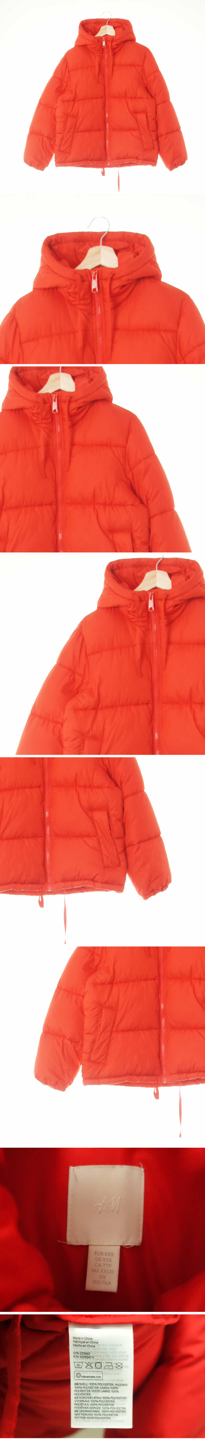 h&m 레드 하이넥후드숏패딩점퍼