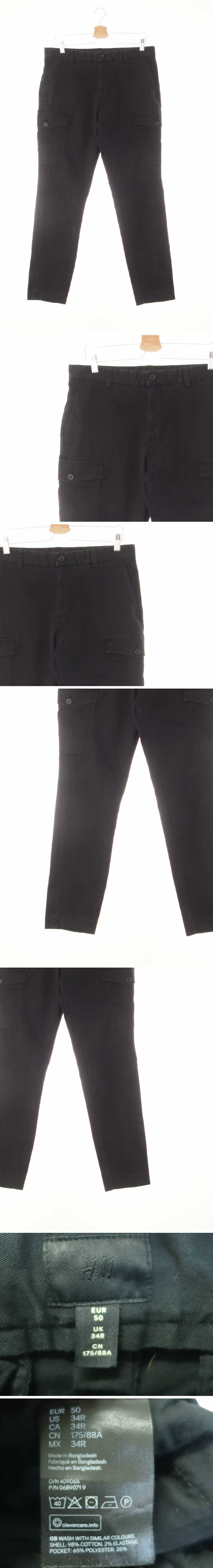 h&m 카고베이직슬림팬츠 h&m 블랙 면혼방 카고베이직슬림팬츠
