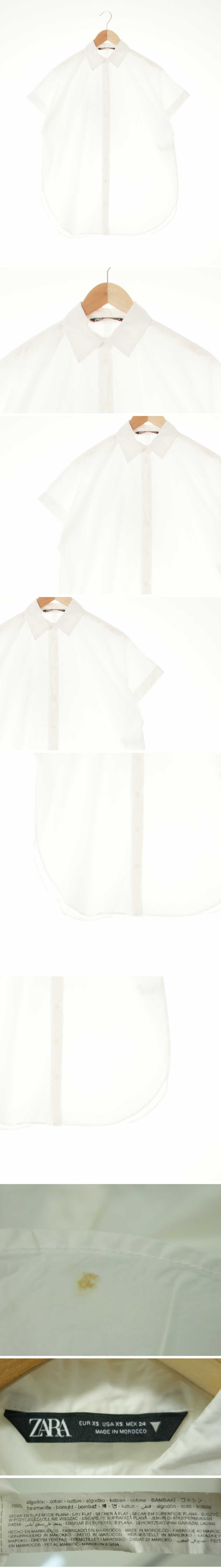 자라 소매롤업반팔트임셔츠 자라 화이트 면 소매롤업반팔트임셔츠