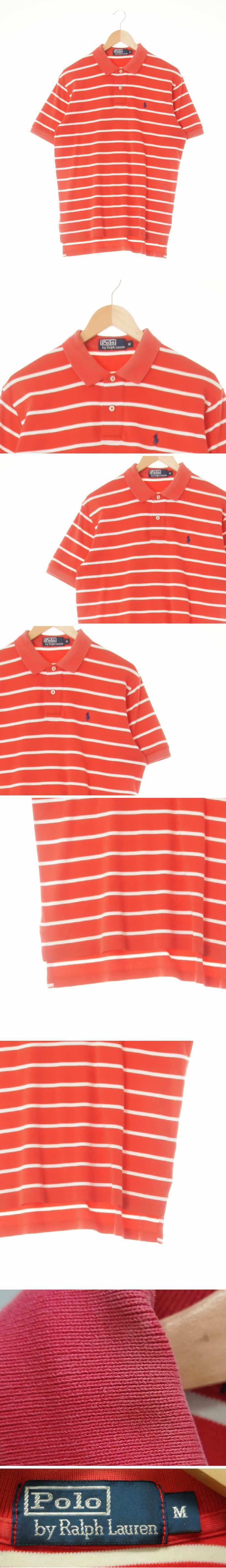 폴로랄프로렌 미니포니반팔카라티 폴로랄프로렌 크림슨레드아이보리 스트라이프 면혼방 미니포니반팔카라티