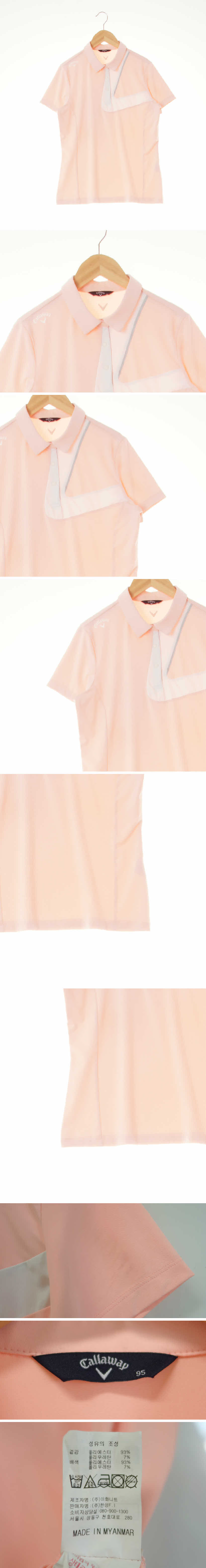 캘러웨이 임패션드핑크 프린팅 디파인배색로고슬림카라티