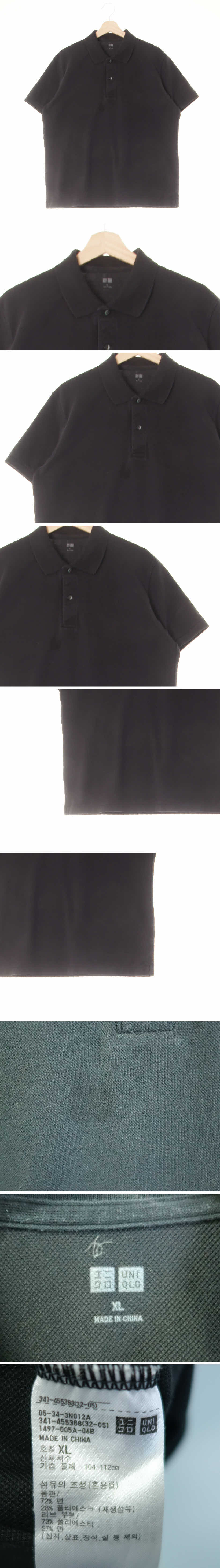 유니클로 폴로심플반팔티 유니클로 블랙 면혼방 폴로심플반팔티
