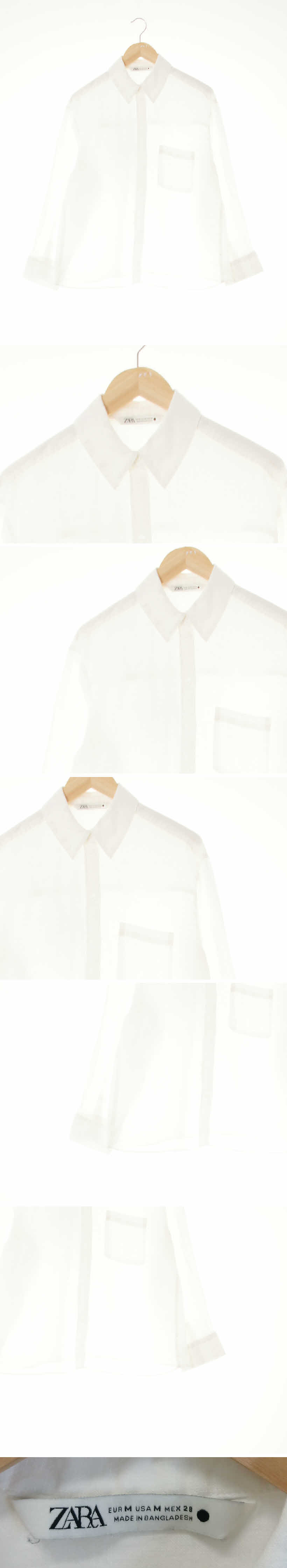 자라 쿨셔츠 자라 화이트 시스루 린넨혼방 쿨셔츠