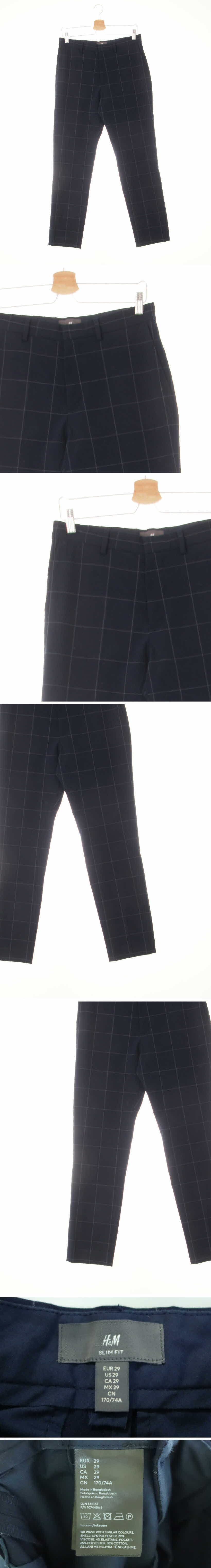 h&m 네이비 체크 슬랙스팬츠