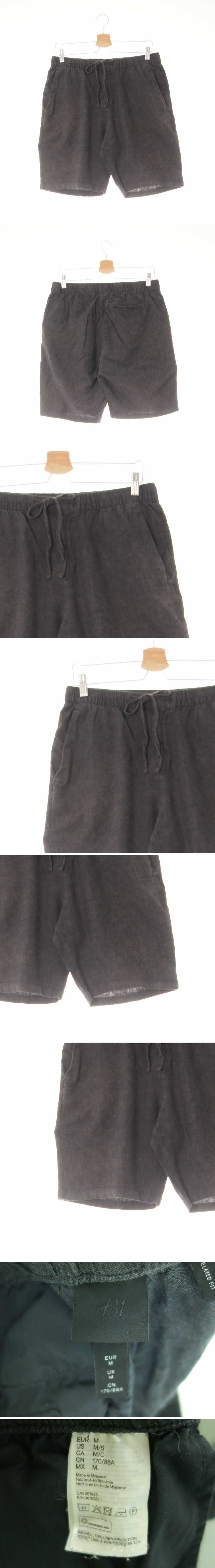 h&m 워시드밴딩반바지 h&m 차콜 린넨혼방 워시드밴딩반바지