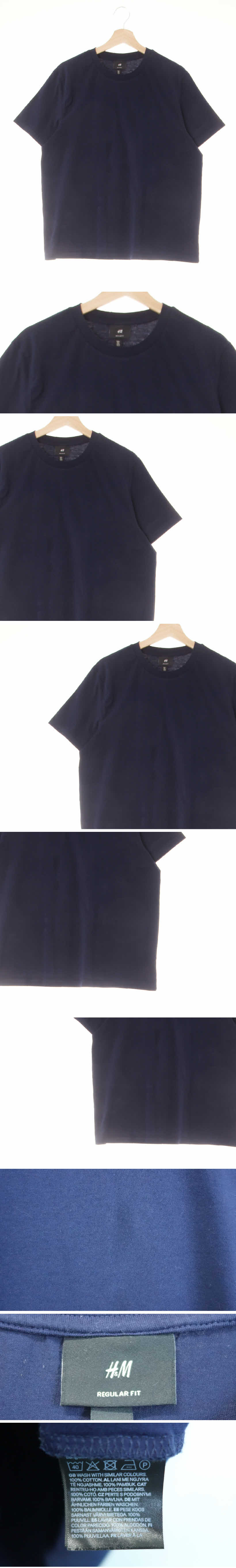 h&m 라운드레귤러핏반팔티 h&m 네이비 면 라운드레귤러핏반팔티