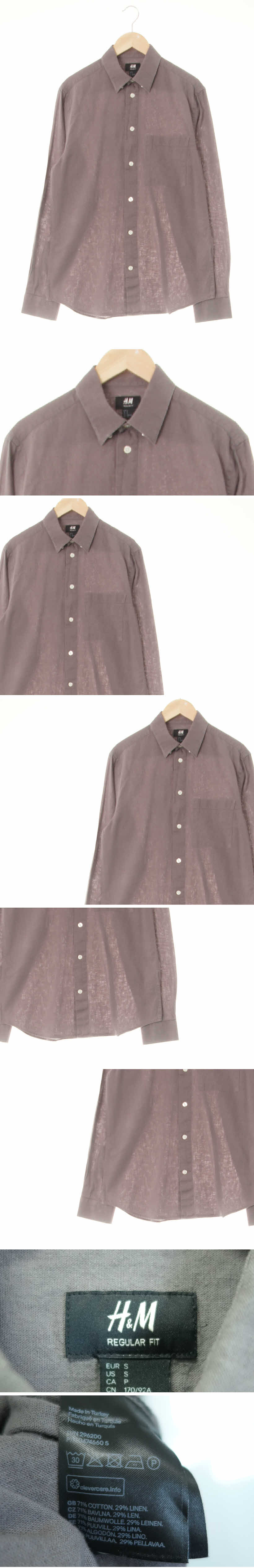h&m 포켓긴팔셔츠 h&m 그레이 린넨혼방 포켓긴팔셔츠