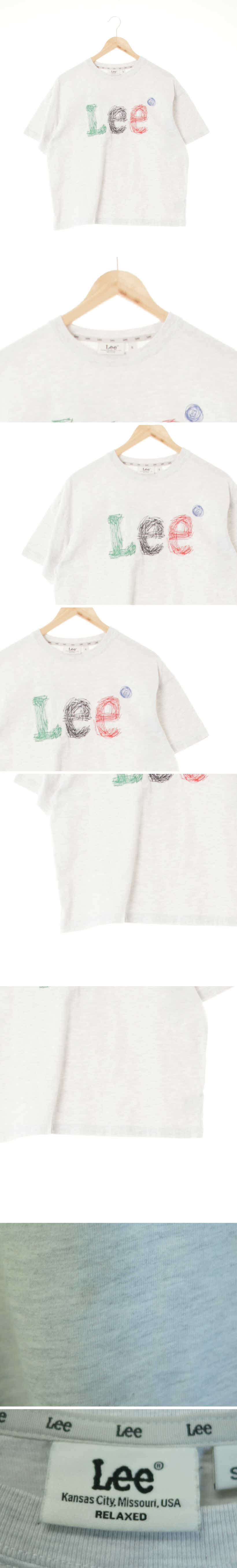 Lee 빅스티치로고드롭숄더반팔티 Lee 아이스멜란지그레이 면 빅스티치로고드롭숄더반팔티