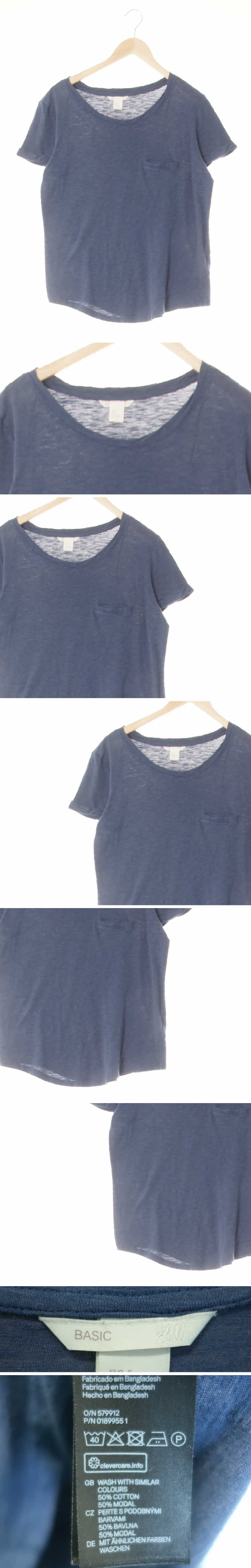 h&m 포켓롤업보트넥반팔티 h&m 그레이시블루 모달혼방 포켓롤업보트넥반팔티