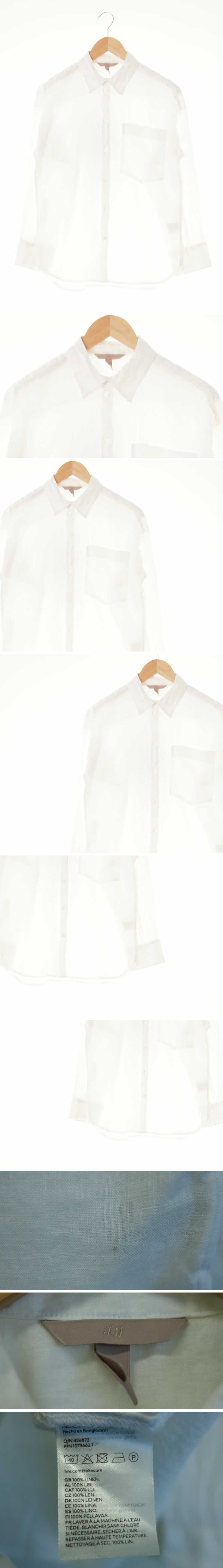 h&m 포켓긴팔셔츠 h&m 화이트 린넨 포켓긴팔셔츠